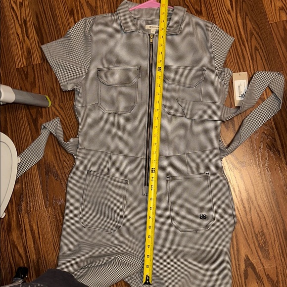 Albion Woman’s Jumpsuit Black White Checked Tie Waist - NWT Size Small - Picture 8 of 9